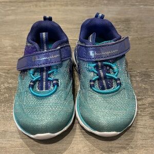 Champion Baby Girls Sneakers in Sparkly Turquoise and Purple Size 5
